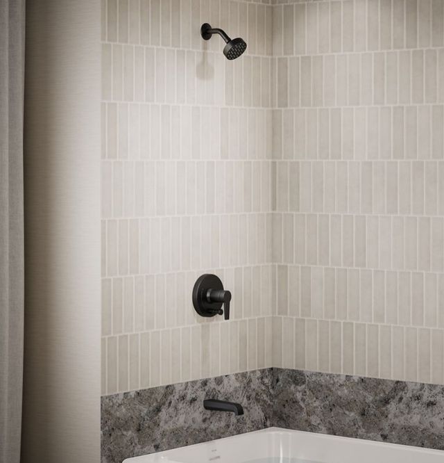 KOHLER® Pitch® Rite-Temp® Matte Black 2.5 GPM Bath and Shower Trim Kit with Push-Button Diverter-1