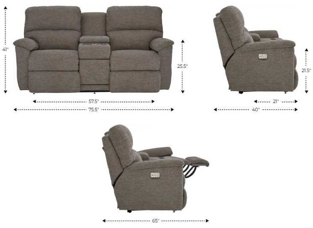 La-Z-Boy® Brooks Gray Power Reclining Loveseat with Headrest and Console-2