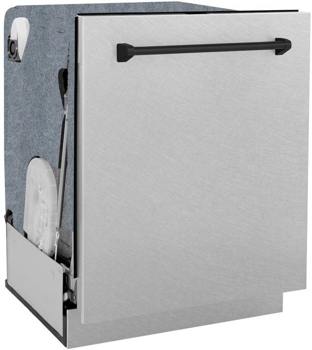 ZLINE Autograph Edition 24" Satin Stainless Steel Built In Dishwasher with Matte Black Handle-2