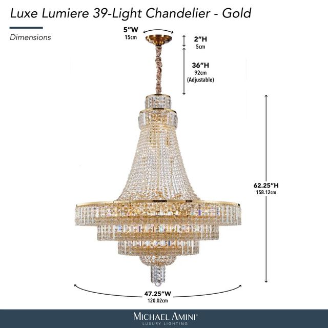 Michael Amini® Luxe Lumiere Gold 39-Light Chandelier-2