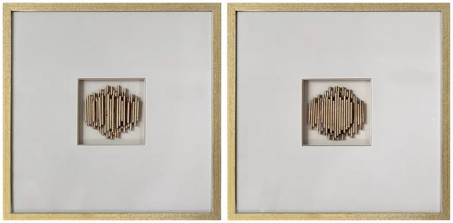 Crestview Collection Metallic Times 2-Piece Gold Wall Art Set-0