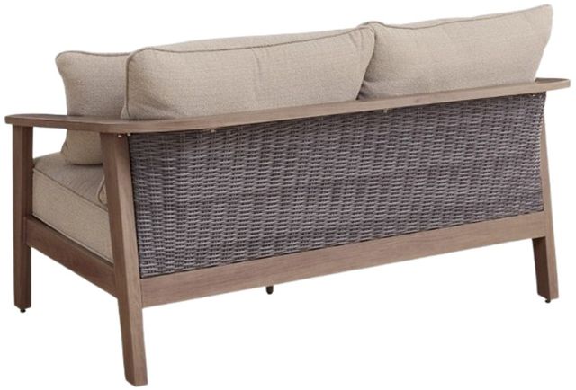 Signature Design by Ashley® Francis Beach Gray/Natural Aluminum/Fabric/Wicker Outdoor Loveseat-3