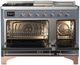 Ilve® Majestic III 48" Blue Gray Pro Style Dual Fuel Liquid Propane Range with 5 Black Brass Burners and Copper Trim-1