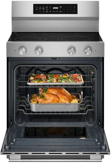 KitchenAid® 30" PrintShield™ Stainless Steel Freestanding Electric Range with Convection Cooking Modes-2