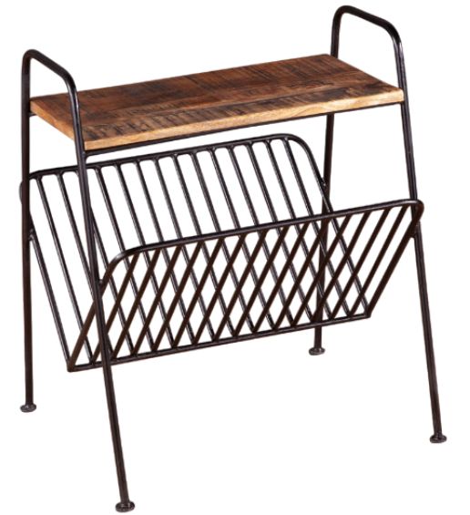 Home Trends & Design Wellington Natural Distressed/Black Magazine Rack-0
