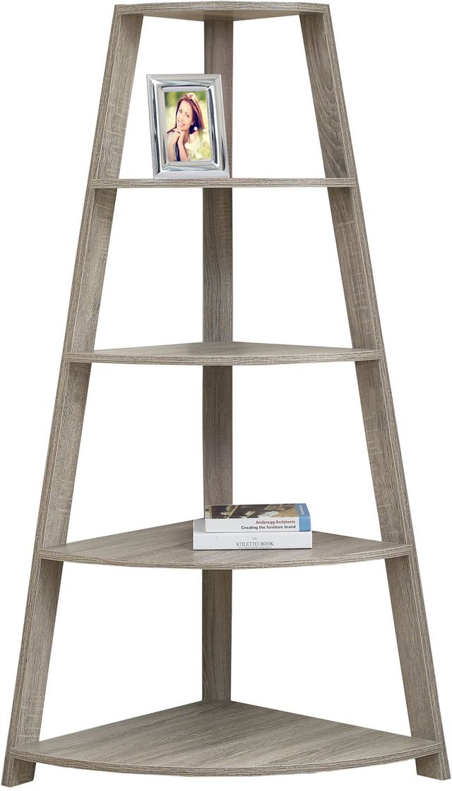 Monarch Specialties Inc. Dark Taupe Corner Accent Etagere-1