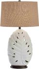 Crestview Collection Glazed White Leaf Table Lamp with Night Light-0