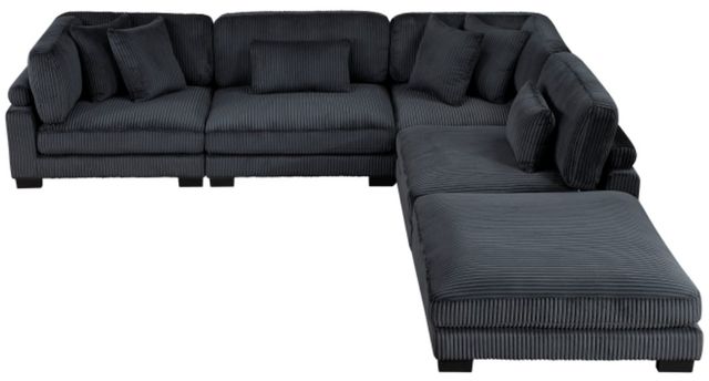 Homelegance® Traverse 5-Piece Black One-Arm Modular Sectional with Ottoman-2