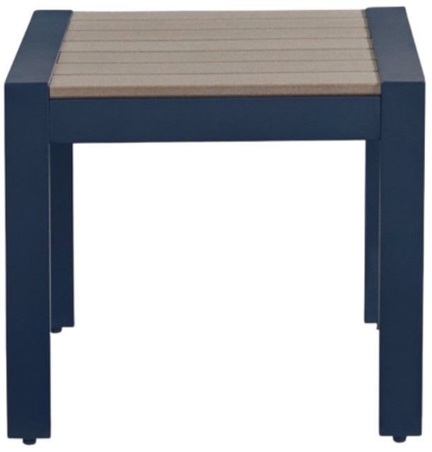 Signature Design by Ashley® Mabry Shores Driftwood Aluminum Outdoor End Table with Navy Blue Base-2