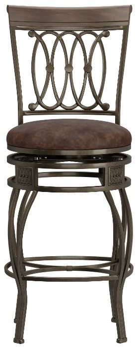 HH2 Home Montello Distressed Brown Swivel Counter Stool-1