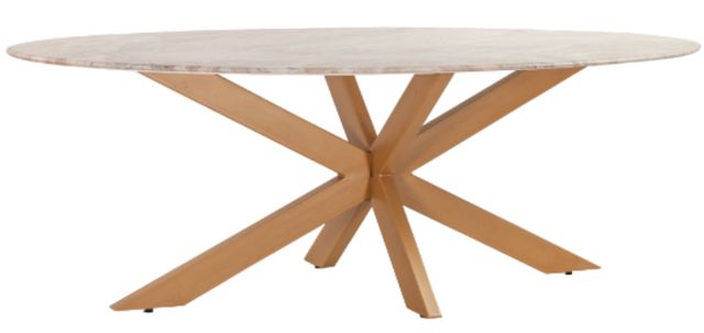 Home Trends & Design Malibu White Dining Table with Antique Gold Base-0