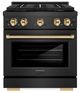 ZLINE Autograph Edition Paramount 30" 4.2 Cu. Ft. Black Satin Stainless Steel Gas Range with 4 Burner DuoPro™ Cooktop and Convection Gas Oven with Polished Gold Accents-0