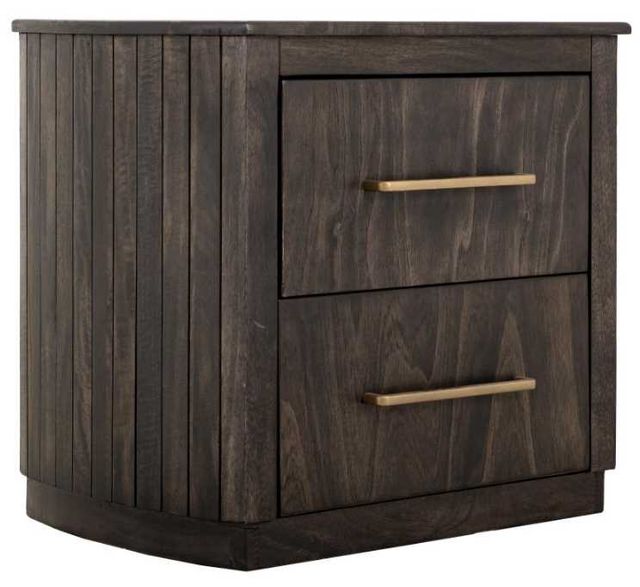 International Furniture Direct Dark Mezquite Black Curved Nightstand-0