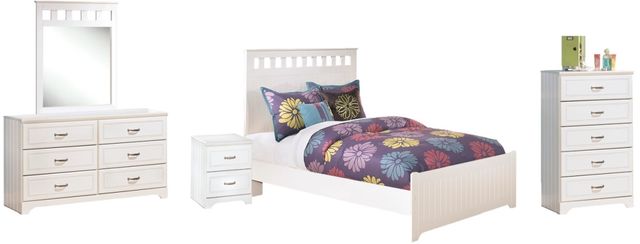 Signature Design by Ashley® Lulu 5-Piece White Full Panel Bed Set-0