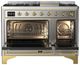 Ilve® Majestic III 48" Stainless Steel Pro Style Dual Fuel Natural Gas Range with 8 Burners and Brass Trim-1