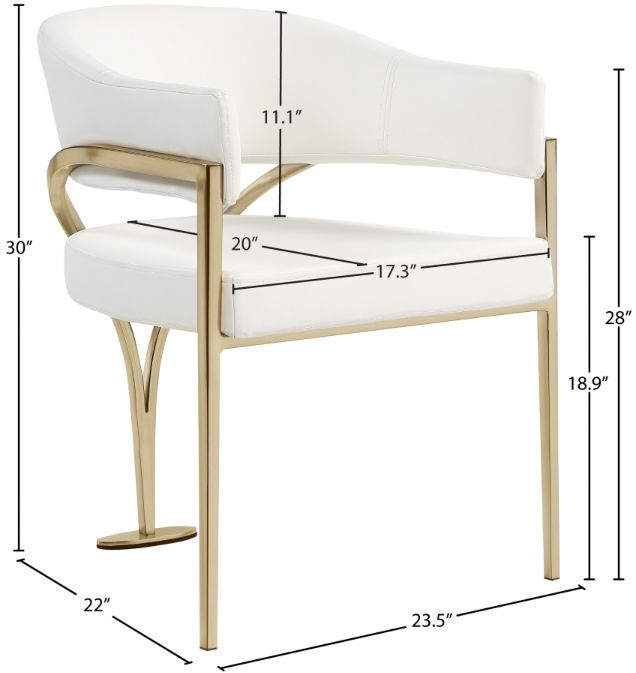 Meridian Furniture Madelyn Cream/Brushed Brass Velvet Dining Chair-3