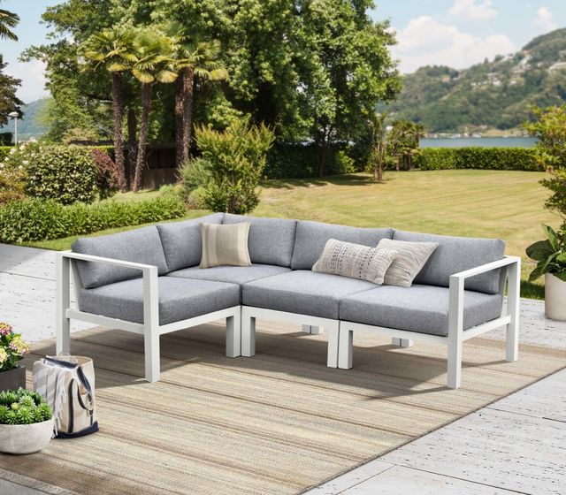 Intercon Nash 4-Piece Buff Aluminum/Fabric Outdoor Sectional Set-1