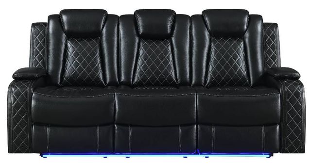 New Classic® Home Furnishings Orion Black Power Reclining Sofa with Footrest and Headrest-1