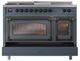 Ilve® Nostalgie II Noblesse 48'' Blue Gray Pro Style Dual Fuel Range with Burnished Trim-3