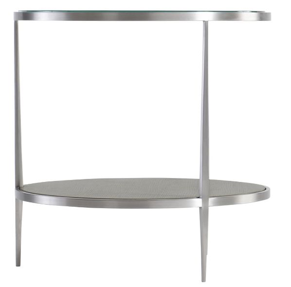 Bernhardt Cornelia Glass Top Side Table with Brushed Stainless Steel Base-3