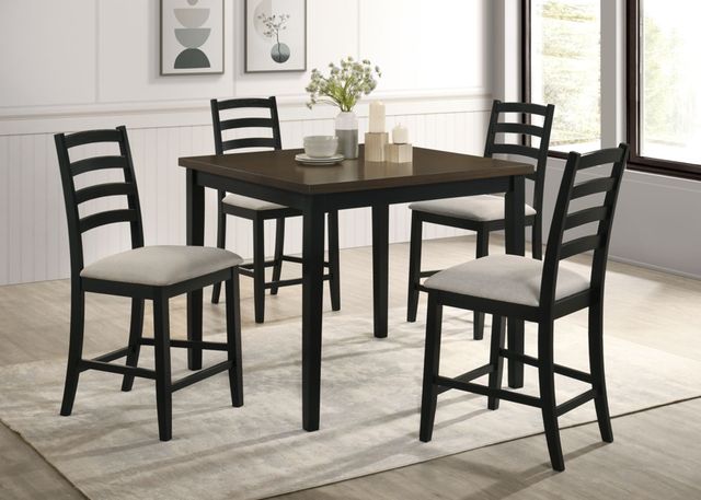 Elements International Tulane 5-Piece Beige/Black Dining Table Set-1