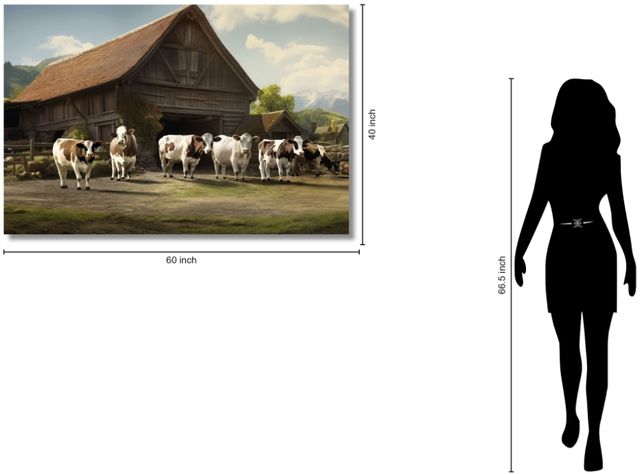 Classy Living Contemplative Rustic Farm with Cows Wall Art-2