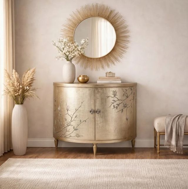 Hooker® Furniture Melange Marguerite Champagne Leaf 2-Door Demilune Chest-1