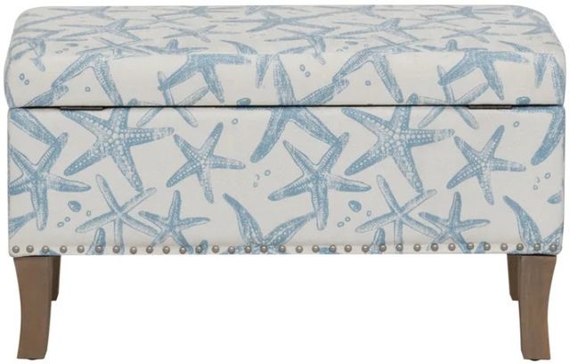 Linon Stephanie Brown/Light Blue Storage Bench-4