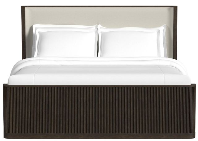 Elements International Sylvie Dark Brown King Upholstered Panel Bed-1