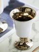 A & B Home Elliette Gold/White Pedestal Vase-2
