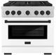 ZLINE Autograph Edition 36" Satin Stainless Steel Pro Style Gas Range with White Matte Door and Matte Black Accents-0
