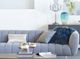 Moe's Home Collection Lamb Fur Teal Snow Large Pillow Pouf-1