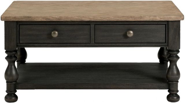 Riverside Furniture Barrington Antique Oak Rectangular Coffee Table with Matte Black Base-1