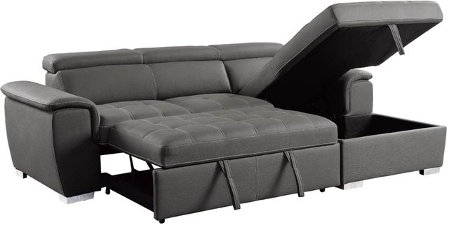 Mazin Furniture Ferriday 2-Piece Gray Right-Arm Facing Pullout Sleeper Sectional and Chaise with Hidden Storage-1