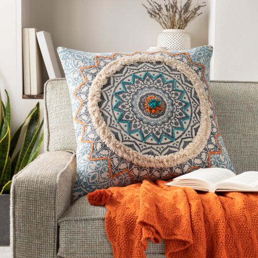 Surya Dayna Bright Blue 22"x22" Toss Pillow with Polyester Insert-3