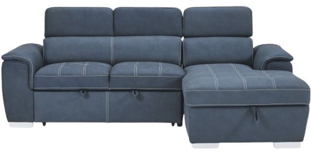 Homelegance® Ferriday 2-Piece Blue Sectional and Chaise with Hidden Storage-2