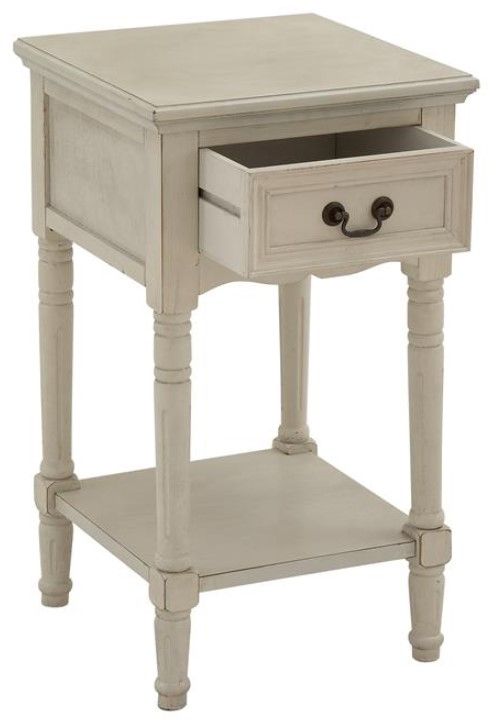 Deco Marche Cream Side End Table with Turned Legs-1