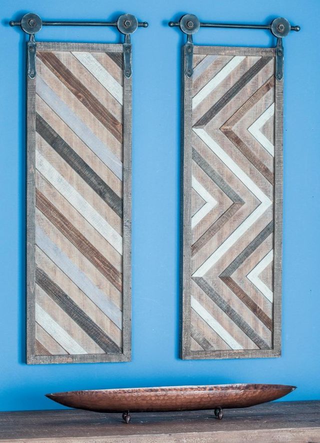 Deco Marche 2-Piece Brown Geometric Linear Wall Panel Art Set-3