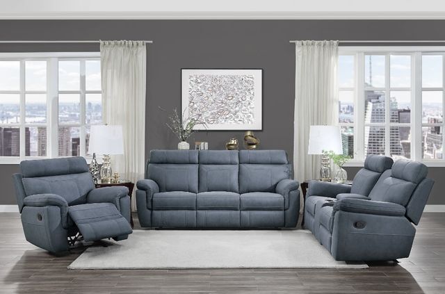 Homelegance® Clifton Blue Manual Glider Recliner-1