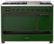 Ilve® Majestic III 48" Emerald Green Pro Style Dual Fuel Natural Gas Range with Solid Door and Burnished Trim-2