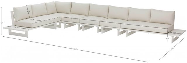 Meridian Furniture Maldives 6-Piece Cream Aluminum/Fabric Outdoor Modular Sectional-4