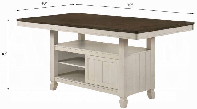 ACME Furniture Tasnim Oak Counter Height Table with Antique White Base-2