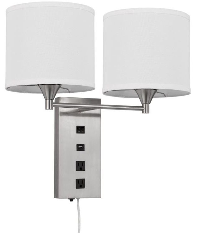 Cal® Lighting & Accessories Reedsport Brushed Steel/White Wall Lamp-0