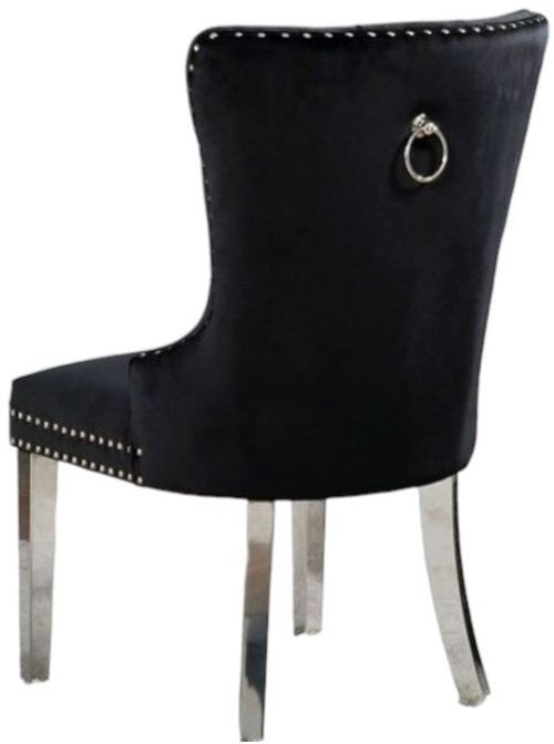 Furniture of America® Jewett 2-Piece Black/Chrome Wingback Chair Set-2