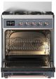 Ilve® Majestic III 30" Blue Gray Pro Style Dual Fuel Liquid Propane Range with 5 Black Brass Burners and Copper Trim-1