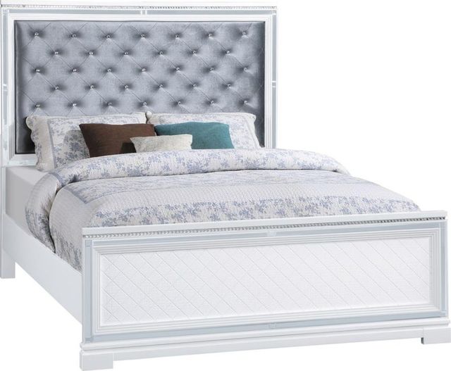 Coaster® Eleanor White Upholstered Bed-0