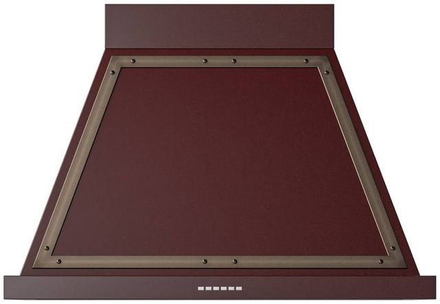 Ilve® Nostalgie II Noblesse 36" Burgundy Wall Mounted Range Hood with Burnished Trim-0