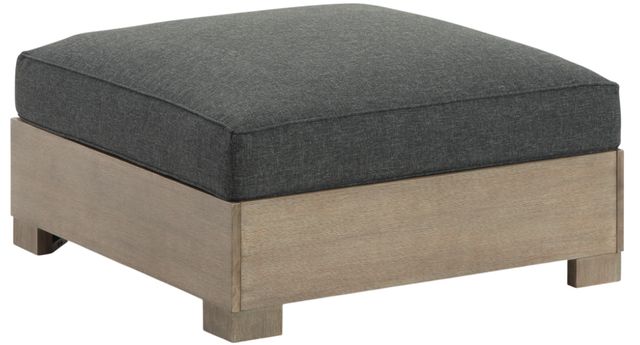 Clearance Signature Design by Ashley® Citrine Park Brown/Charcoal Fabric/Wooden Outdoor Ottoman with Cushion-1
