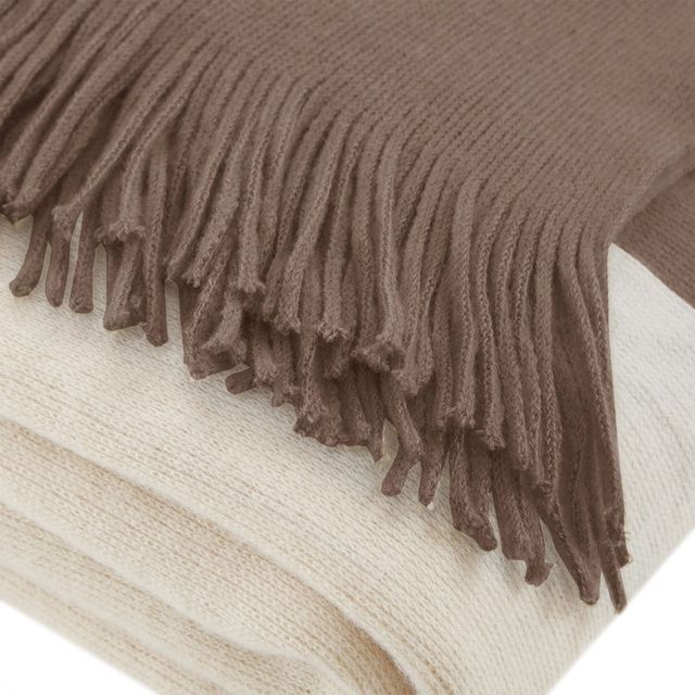 Olliix by INK+IVY Stockholm Taupe 50" x 60" Color Block Faux Cashmere Throw-1