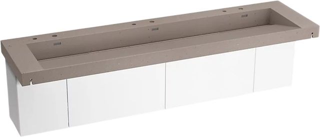 KOHLER® Constellation™ Concrete 90" Wall-Mount Trough Lavatory System and White Powder-Coated Shroud-0